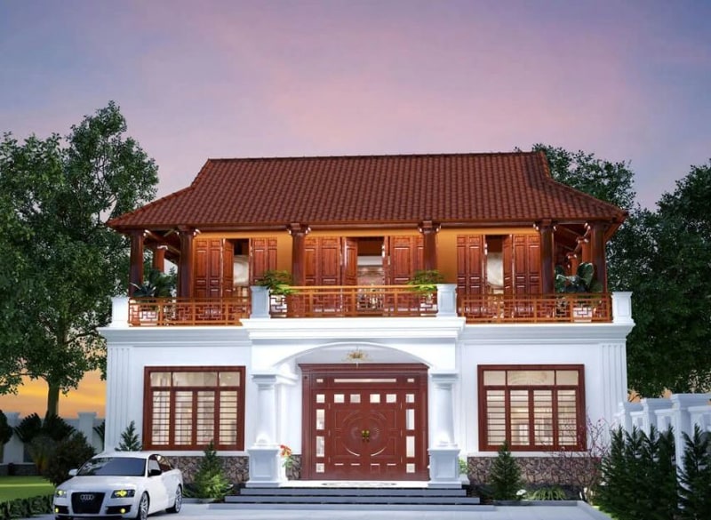 Mẫu nhà gỗ 3 gian 2 tầng