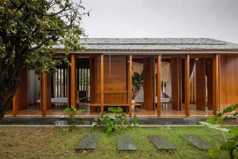 Mẫu nhà gỗ 4 gian kết hợp sân vườn Mẫu nhà gỗ 4 gian kết hợp sân vườn