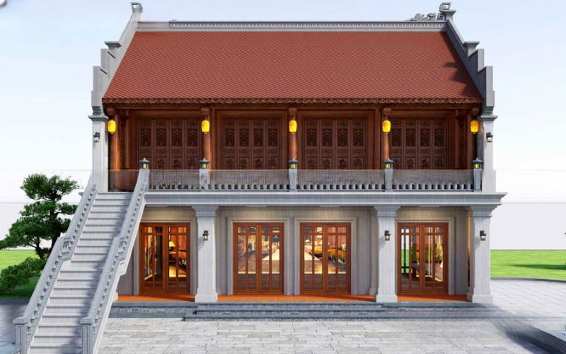Mấu nhà gỗ trên tầng 2