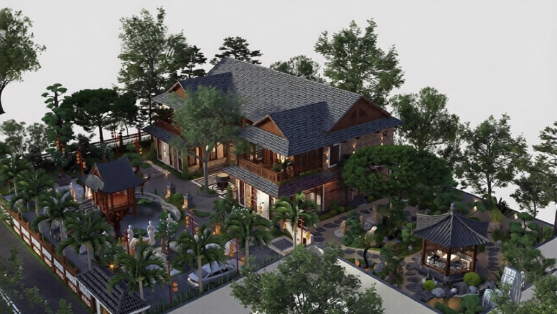 Những thiết kế nhà gỗ 3 gian 2 tầng