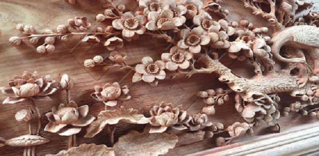 Hoa văn hoa sen nhà gỗ cổ