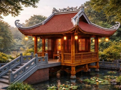 Mẫu nhà gỗ 1 gian đẹp, chuẩn kiến trúc truyền thống Việt