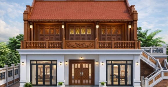 Nhà gỗ 3 gian 2 tầng: Xu hướng nhà ở cao cấp đậm bản sắc Việt
